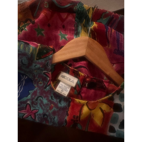 Women's Nicola Blouse, Multi, Size L Vintage - Picture 5 of 5